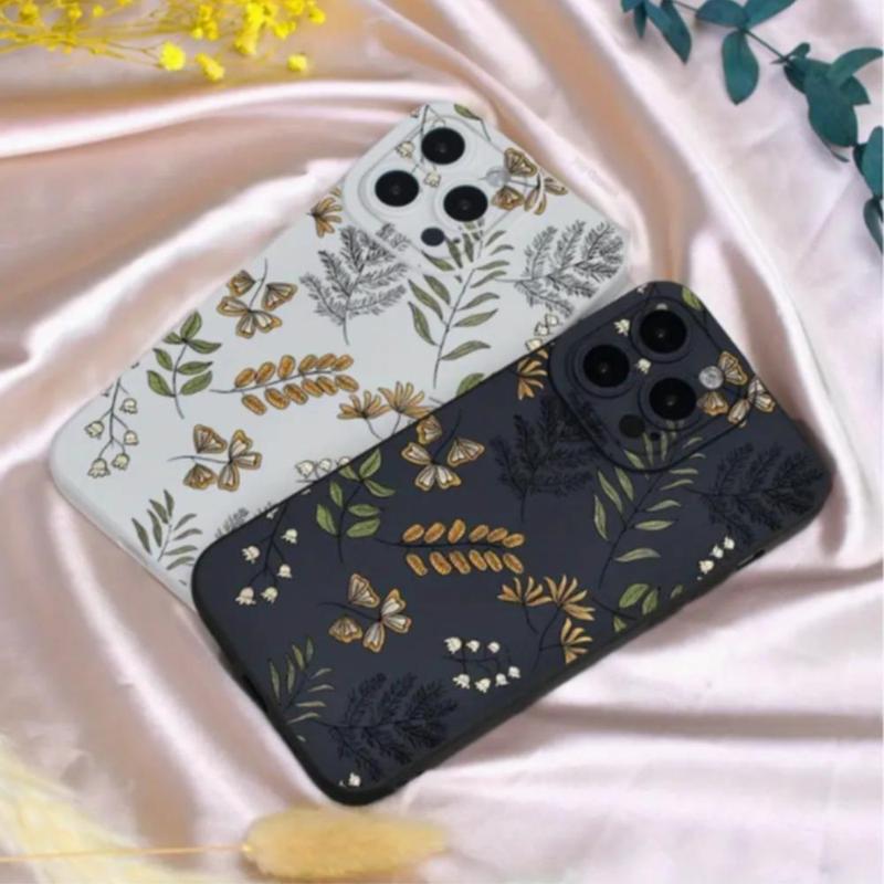 Leaf Pattern Phone Case, Shockproof Decorative Phone Protector Cover, All-inclusive Design TPU Cellphone Protective Case Compatible with iPhone 11 12 13 14 15 Pro Max