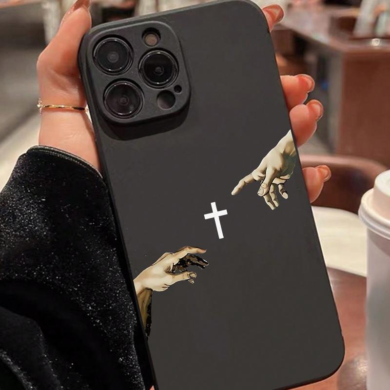 Creative Cross Pattern Phone Case, Anti-drop Shockproof Phone Protective Cover, Phone Accessory Compatible with iPhone 11 12 13 14 15 16 Pro Max