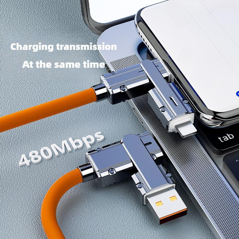 4-in-1 Type-C Charging Data Cable, Multipurpose Phone Fast Charging Data Cable, Multifunctional USB Charging Cable for iPhone & iPad