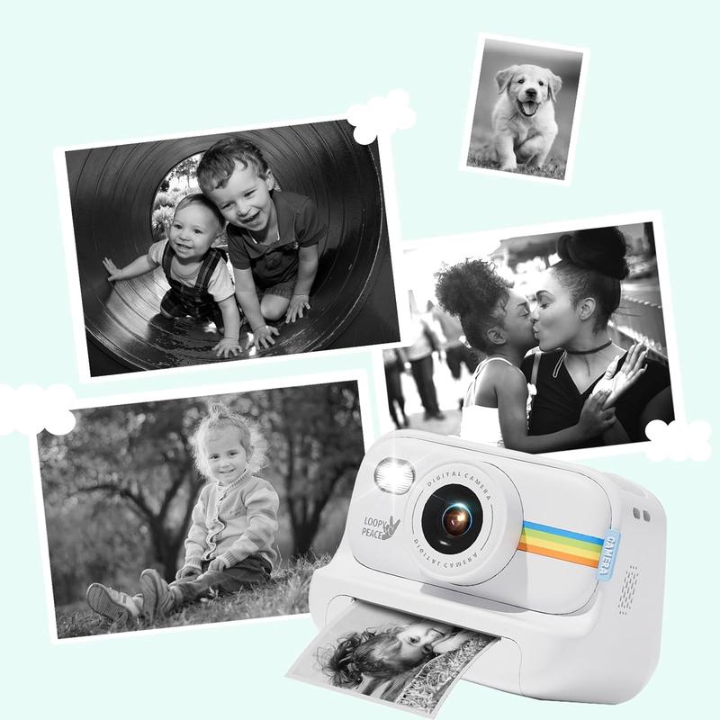 Instant Printing Camera for Kids, 1080p Polaroid Camera, Creative Christmas Birthday Gift for Girls Boys, HD Digital Camera Portable Toy with Printing Paper 8GB Memory Card Charging instant print