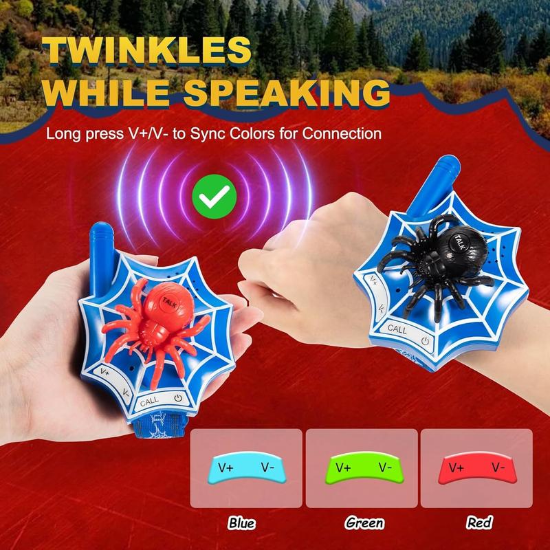 Spider Walkie Talkies for Kids - 2 Way Radios Toys for Boys & Girls Ages 3-12 - Long Range, 3 Channels - Outdoor Adventure, Camping, Hiking Gifts Birthday Gifts Christmas Stocking Stuffers