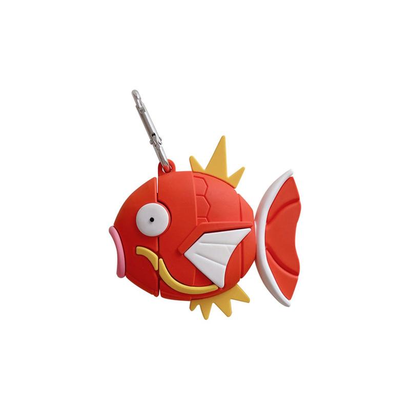 Cute Pokemon Magikarp Airpods Case  Compatible with Airpods 1 2 3 Pro Pro2 Portable Soft Silicone Fashion Shockproof Wireless Earphone Charging Case Protector Cover with Hook for Women Men Birthday Christmas Gift