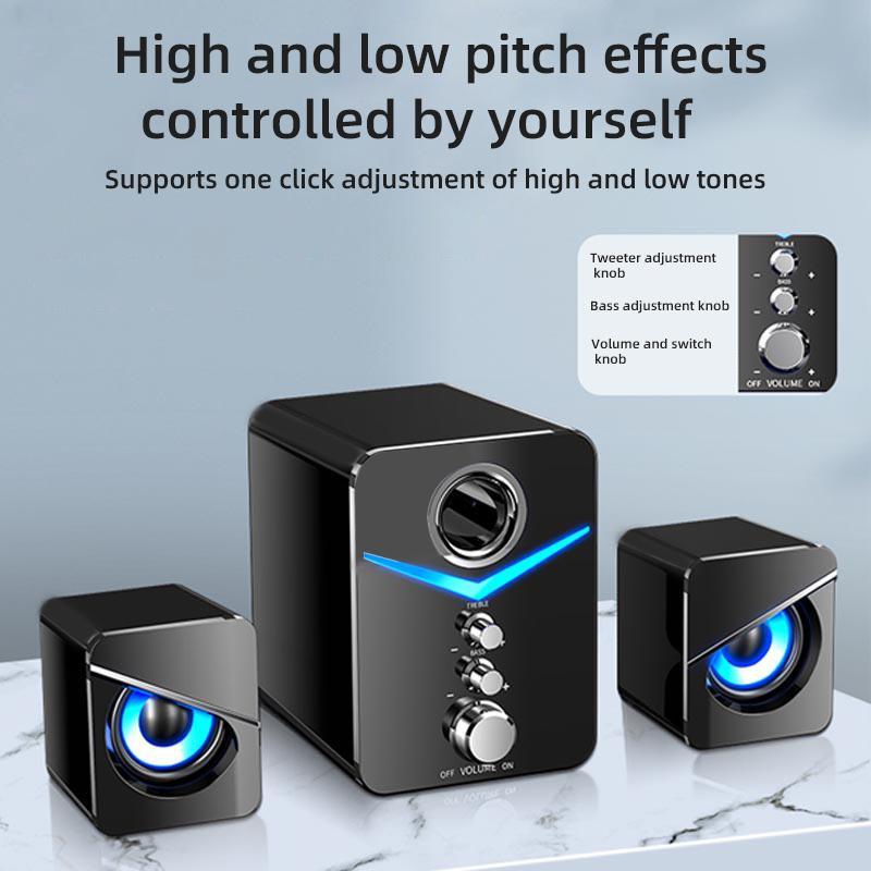 USB Powered Wired Computer Speakers, 1 Set Portable 3.5mm Jack Audio Speakers, Multifunctional Audio Speakers, Subwoofer, Desktop Speaker For Home Office