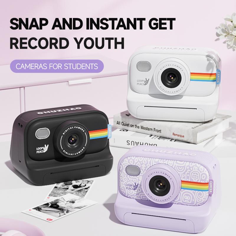 Instant Printing Camera for Kids, 1080p Polaroid Camera, Creative Christmas Birthday Gift for Girls Boys, HD Digital Camera Portable Toy with Printing Paper 8GB Memory Card Charging instant print