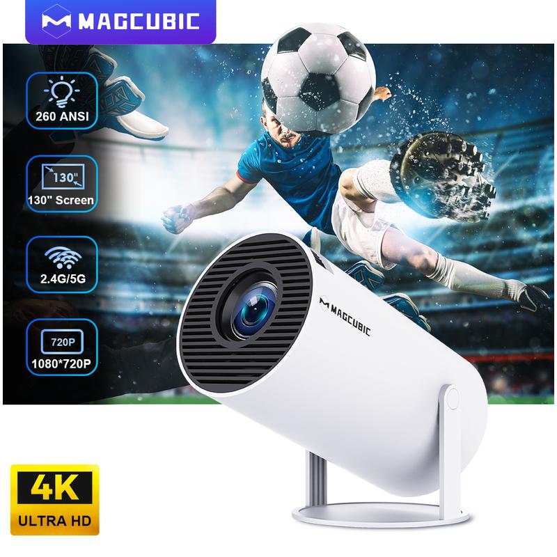 Magcubic Projector Android 11 4K 1280*720P HY300 Dual Wifi 260ANSI 180°flexible BT5.0 Cinema Outdoor Portable Projetor HY300 Pro Audio Bulb