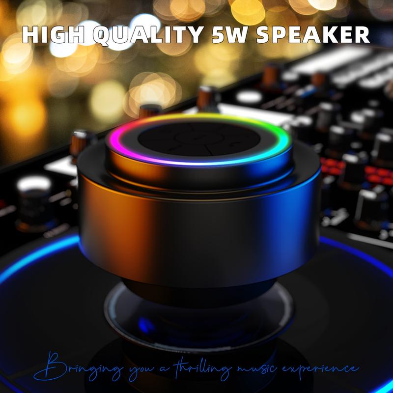 Mini Bluetooth Shower Speaker,Rechargeable Waterproof Speaker with LED Light, Portable Bluetooth-compatible Speaker for Beach, Pairs Easily to Phones, Tablets, Computer,Shower & Home,Gift for Men & Women.