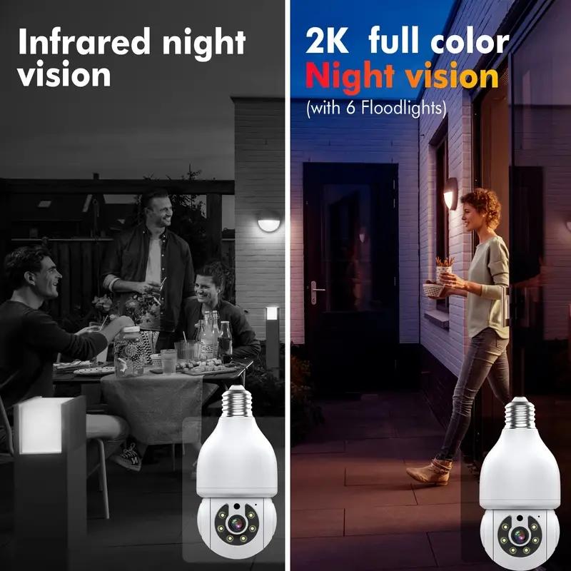 WESECUU Wireless 2K Bulb Camera,Security Cameras for Home 5G 2.4G Wifi,Two Way Talk,Humanoid Tracking,Smart Alarm,Color Night Vision,Push Message