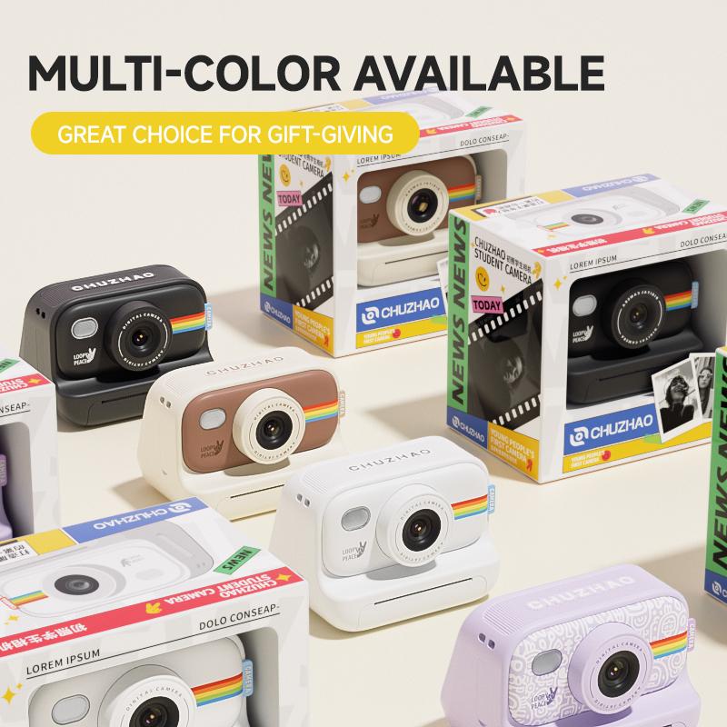 Instant Printing Camera for Kids, 1080p Polaroid Camera, Creative Christmas Birthday Gift for Girls Boys, HD Digital Camera Portable Toy with Printing Paper 8GB Memory Card Charging instant print