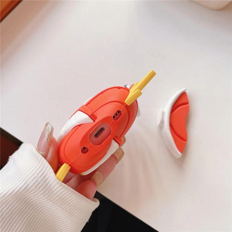 Cute Pokemon Magikarp Airpods Case  Compatible with Airpods 1 2 3 Pro Pro2 Portable Soft Silicone Fashion Shockproof Wireless Earphone Charging Case Protector Cover with Hook for Women Men Birthday Christmas Gift