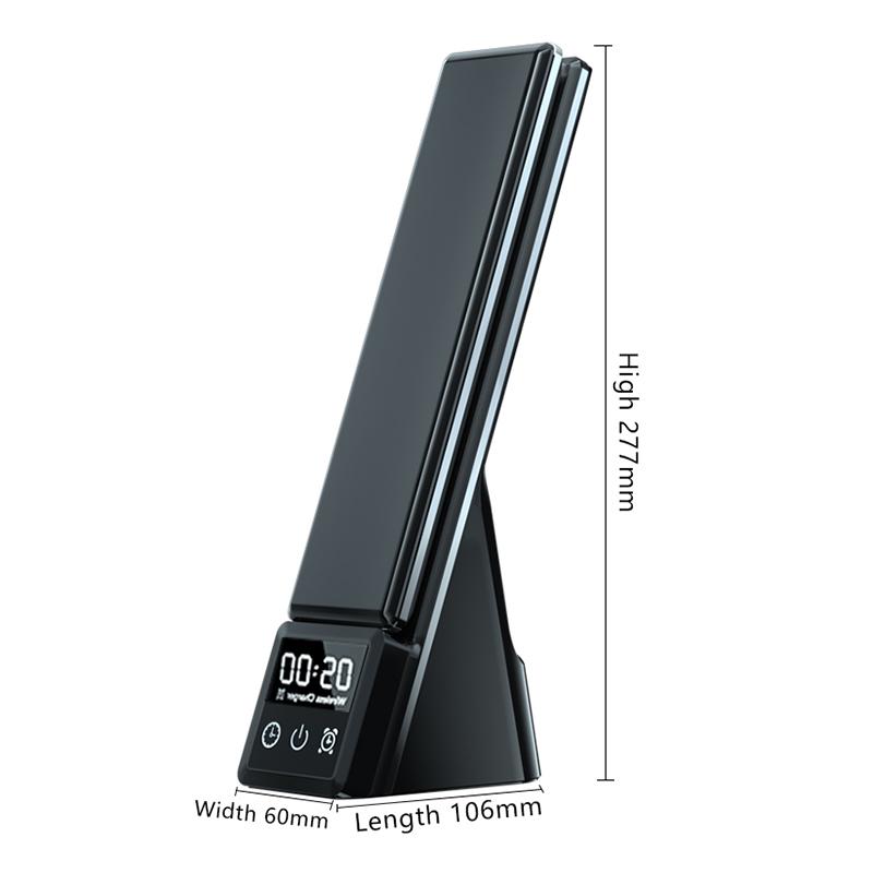 7-in-1 Lumi-Charge Mini Smart Desk Lamp: Wireless charger, USB port, digital clock, alarm, & compatibility with smartwatches, iOS & AirPod