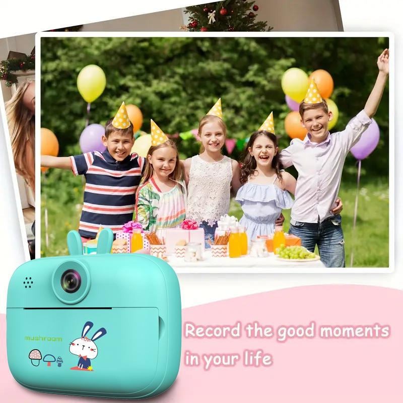 1080P Instant Print Cameras, Cartoon Rabbit Design Mini Camera with Front & Rear Cameras, Portable Polaroid Camera with 3 Rolls Print Paper, Stocking Fillers Gift, Cameras