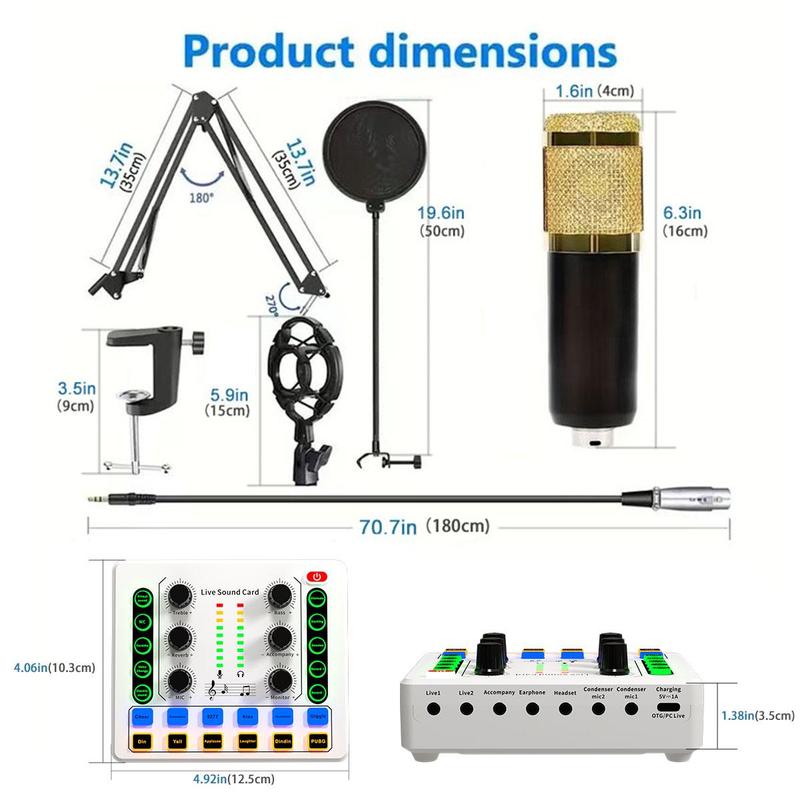 M8 Wireless Microphone, Live Sound Card Microphone Amplifier, Wireless Bluetooth-compatible DJ Equipment, Live Atmosphere Tuner, for Live Streaming Applications