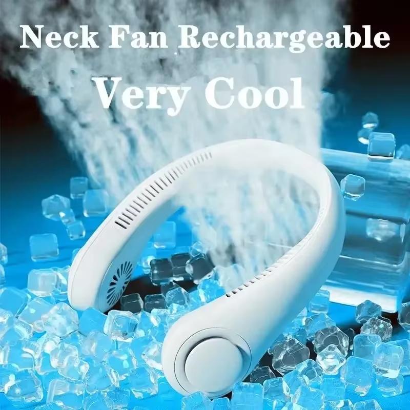 Rechargeable Portable Neck Fan - Portable Silent Cooling Fan - USB Rechargeable - Suitable for Outdoor Activities