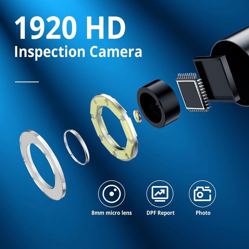 4 in 1 Endoscope Camera with Light, 16.5Ft Snake Camera, 1920P HD Borescope with 8 Adjustable LED Lights, IP67 Waterproof Semi-Rigid Industrial Inspection Camera for iOS, Android, PC