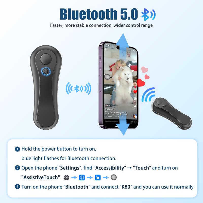 Kindle RF Remote Page Turner, TikTok Bluetooth remote control,Electronic remote reading，compatible with Kindle iphone ipad  Android,Camera Camcorder Video Recording Remote