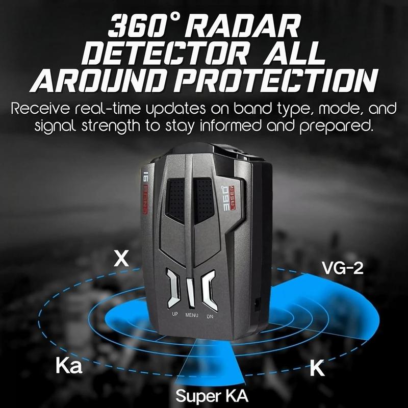 KF Premium V9 16-Band 360° Car Trucker Laser Radar Detector with Speed  Voice Alert Warning System for Anti-Speed Trap, Red-Light Cameras, and Full Road Coverage