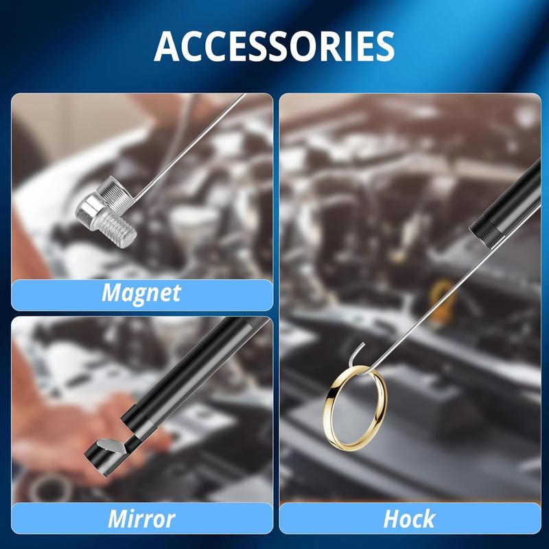 4 in 1 Endoscope Camera with Light, 16.5Ft Snake Camera, 1920P HD Borescope with 8 Adjustable LED Lights, IP67 Waterproof Semi-Rigid Industrial Inspection Camera for iOS, Android, PC