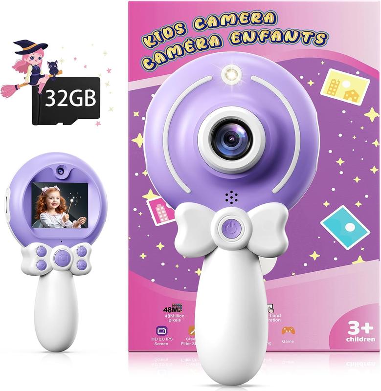 Kids Camera Toy Handheld Camera Portable 1080P HD Video Selfie Digital Camera Birthday Gifts Cable Interactive Selfie Sd Kids Touchscreen