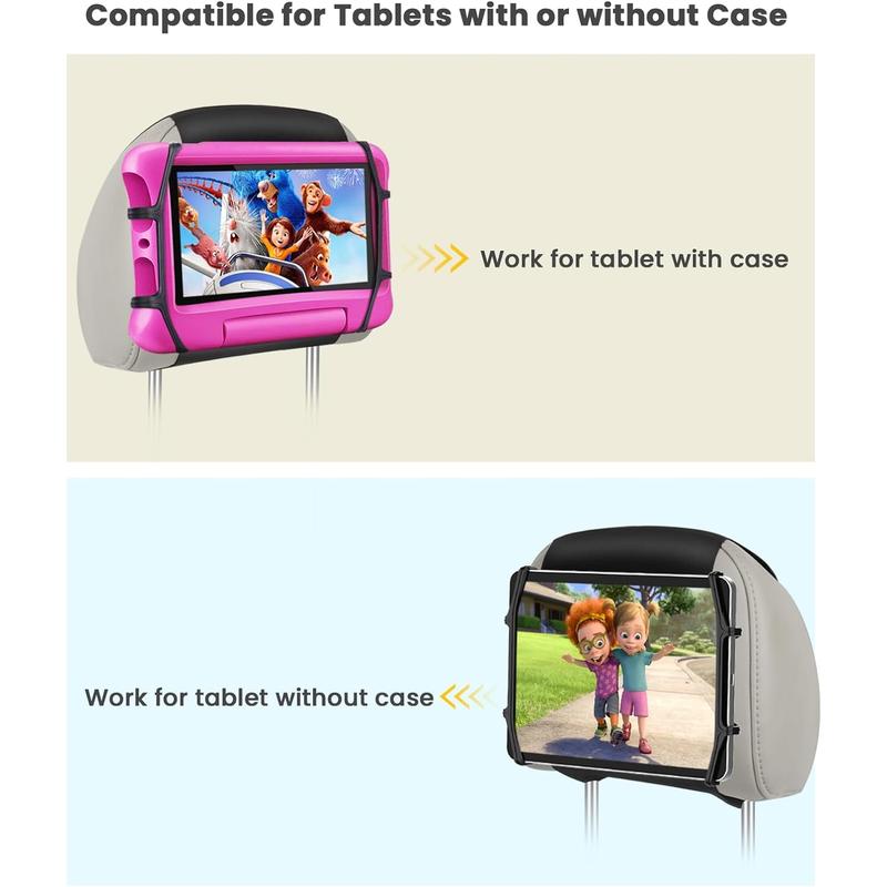 WONNIE Tablet Holder for Car, Upgraded Ipad Holder for Car Back Seat Headrest Mount Holder for Kids with Anti-Slip Strap,Silicone Holding Net Fits All 7-12.9'' Tablets WONNIE