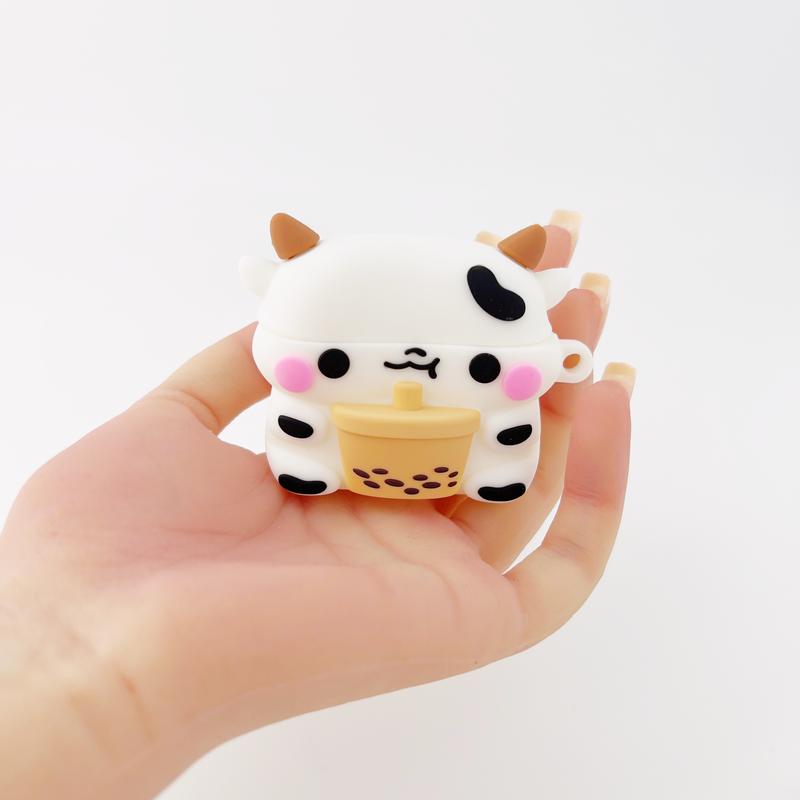 Milk Cow Airpods Case Cover for 1 2 3 Pro Adorable Shockproof Silicone Protective Case Cover Accessories Handheld