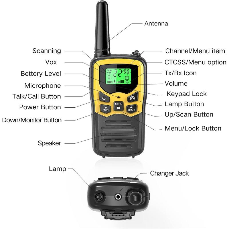 Walkie Talkies for Adults with LED Flashlight VOX Scan LCD Display, Audio Adjustable Audio Adjustable Communication Durable