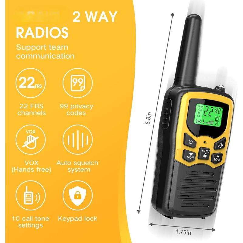 Walkie Talkies for Adults with LED Flashlight VOX Scan LCD Display, Audio Adjustable Audio Adjustable Communication Durable