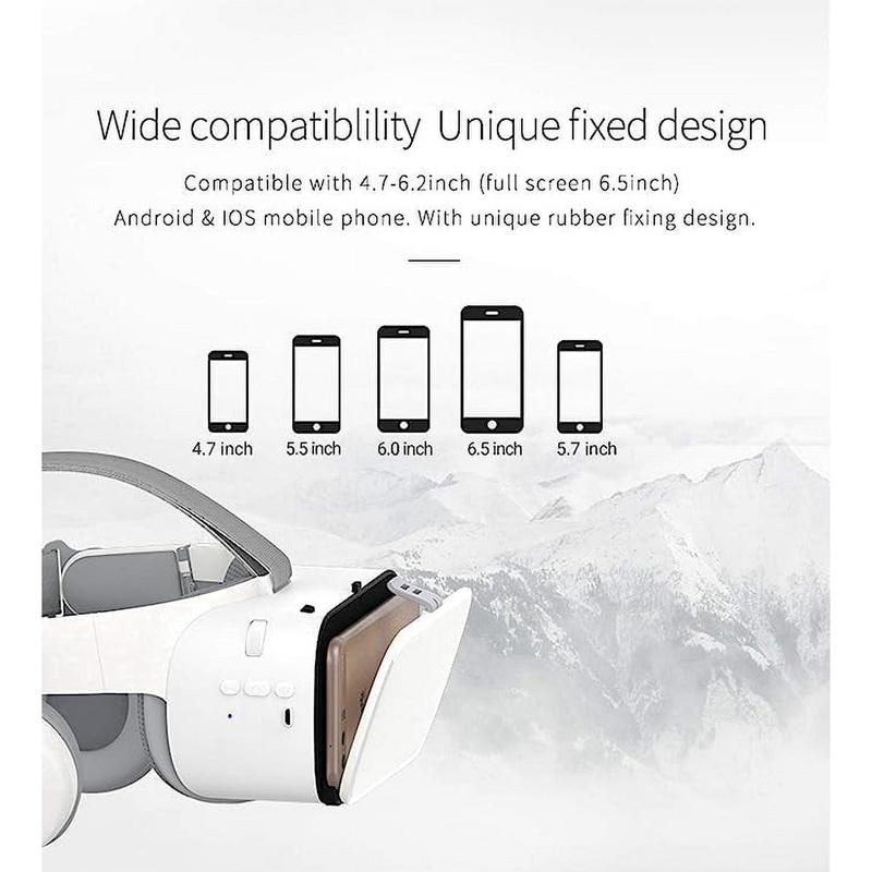 VR Headset for iPhone Apple Android PC Phone, 3D Virtual Reality Headset VR Goggles Glasses for Kids & Adult Play Game Watch 3D IMAX Movie, White