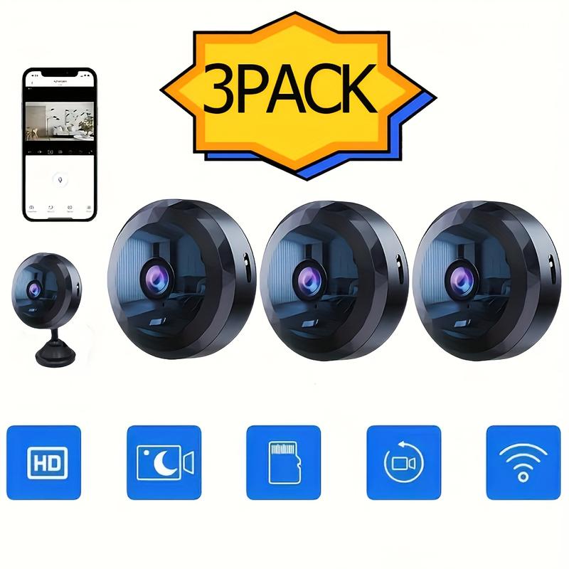 2PACK 3PACK Wireless Mini WiFi Security Camera With Night Vision Function, Motion Detection Function, Rechargeable Battery - Easy To Install And Control Applications