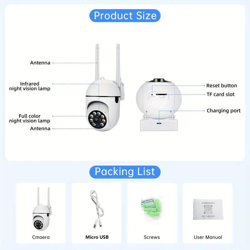 Wireless Security Camera, USB Powered 1 Set 360 Degree Panoramic Monitoring Camera, WiFi Smart Home & Pet Tracking Camera, Security Monitoring for Home