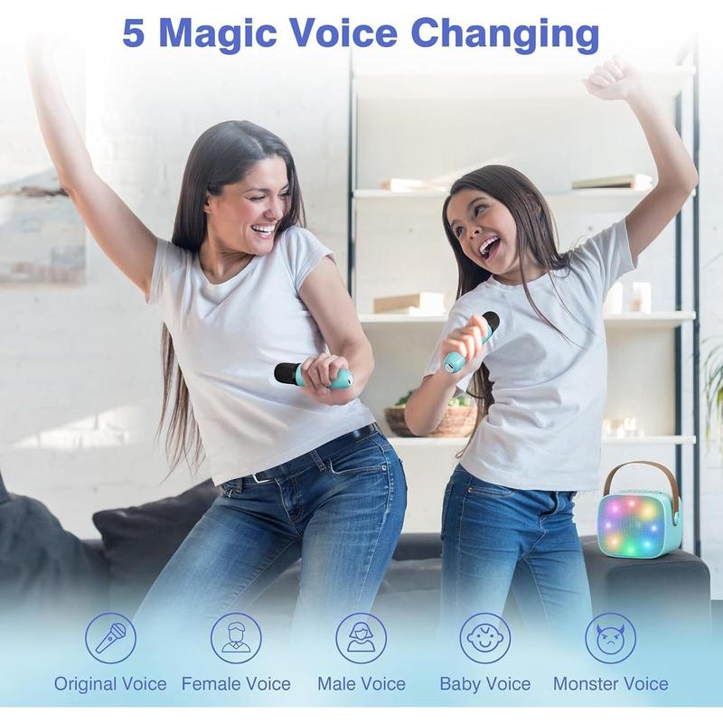 Mini Karaoke Machine for  Adults, Portable  Karaoke Speaker with 2  Microphones for Girls Boys 3-11,12+ , Gifts for Family Home Birthday Party