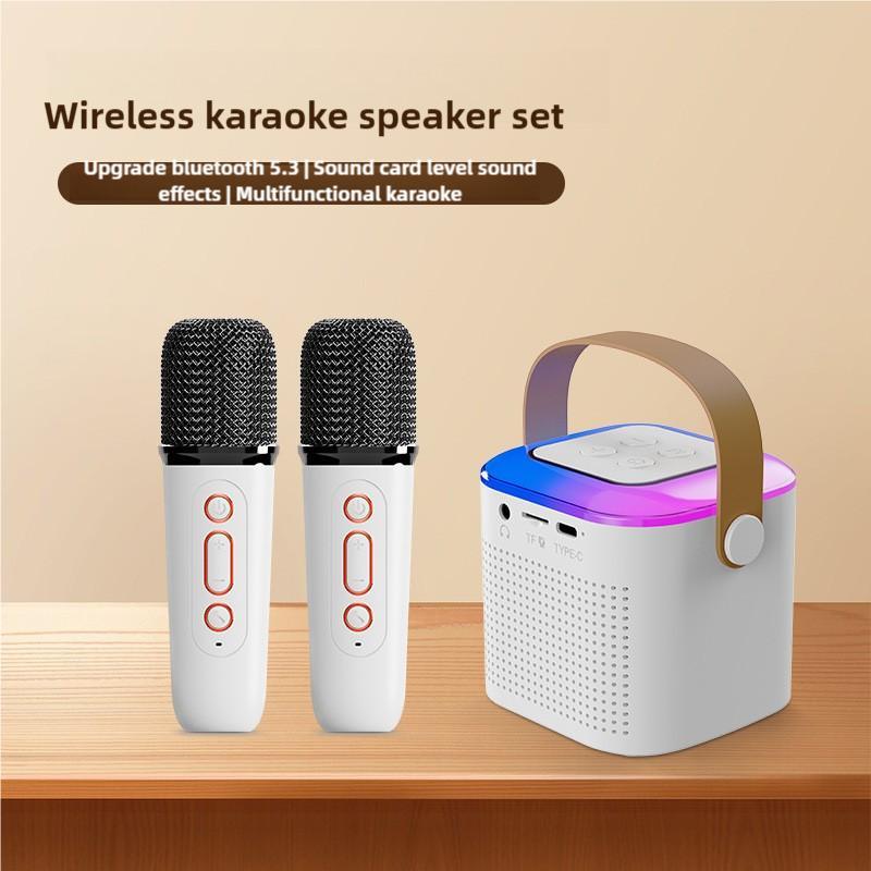 Portable Handheld Karaoke Microphone Speaker Machine, USB Rechargeable karaoke machine with Microphone Set, Suitable for Family Parties, Birthdays