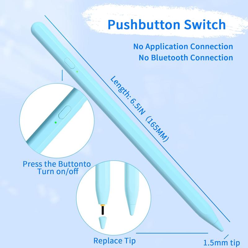 Stylus Pens for Touch Screens, Universal Fine Point iPad Pencil with  Adsorption Compatible with  iPad  Android Tablet & Other Touch Screens (Blue)