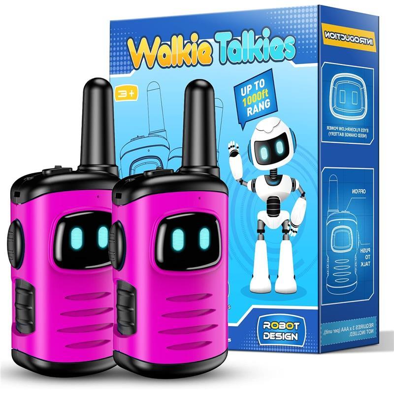 Christmas Walkie Talkies Toys for Kids 3-6 Mini Pink Girls Robots Walkies Talkie for 3-5 Year Old Girl Christmas Birthday Gifts Stocking Stuffers for Kids Age 4-6 Outdoor Games, Camping