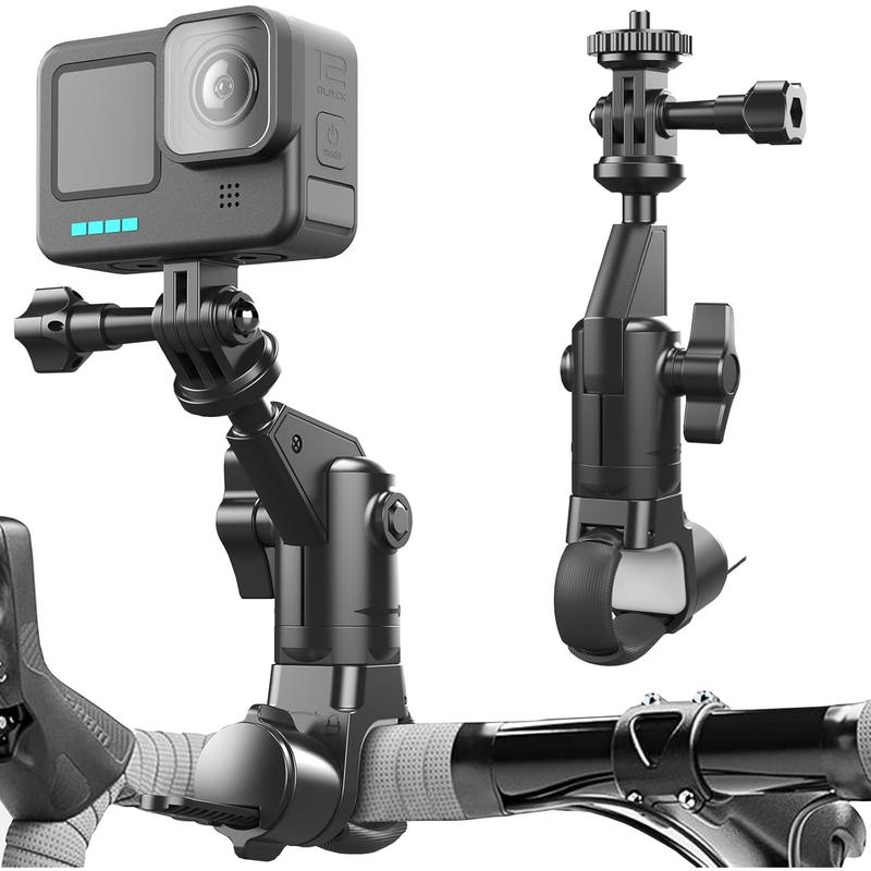 360° Bike Camera Mount with 1 4 Adapter, Mountain Bicycle Motorcycle Handlebar Mount, Adjustable Camera Holder for GoPro Hero10 9 8 7 6 5 4 Insta360 One X2 X3 360 DJI OSMO Action Cameras