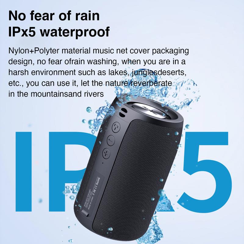 Portable Bluetooth Speakers, Wireless Speaker，S32 Samll Outdoor Speaker, Waterproof IPX5, Stereo Pairing USB MIC TF Card AUX for iOS Andriod Gift for Men，Kids -Black