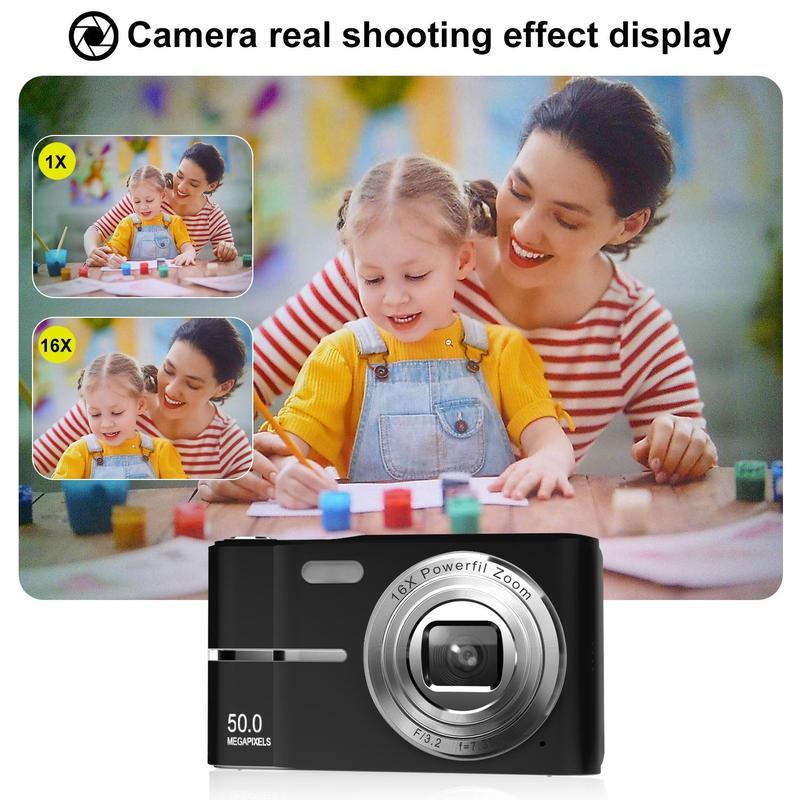 Fall FHD 1080P Digital Cameras with SD Card, 16X Digital Zoom Camera, Portable Mini Digital Camera for Students Boys Girls, Point and Shoot Portable Camera Digital for Gifts, Back To School Gifts, Boyfriend Gift