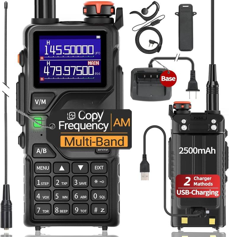 K5PLUS Ham Radio Long Range (Upgraded of UV-5R) Handheld UV-K5 Walkie Talkies Long Distance Two Way Radio with Copy Frequency,AM,USB-C Charging,NOAA Weather Receiver for Hunting