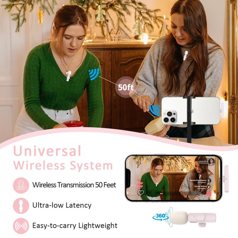 Professional wireless lavalier microphone,Clear Sound, Anytime, Anywhere: Wireless Lavalier Mic for Smartphone