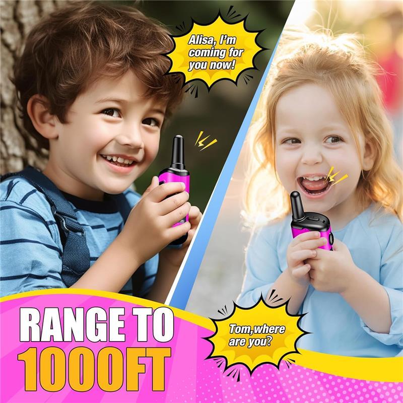 Christmas Walkie Talkies Toys for Kids 3-6 Mini Pink Girls Robots Walkies Talkie for 3-5 Year Old Girl Christmas Birthday Gifts Stocking Stuffers for Kids Age 4-6 Outdoor Games, Camping