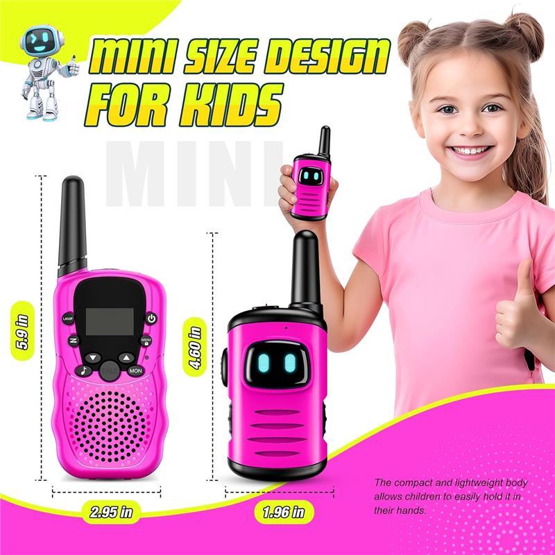 Christmas Walkie Talkies Toys for Kids 3-6 Mini Pink Girls Robots Walkies Talkie for 3-5 Year Old Girl Christmas Birthday Gifts Stocking Stuffers for Kids Age 4-6 Outdoor Games, Camping