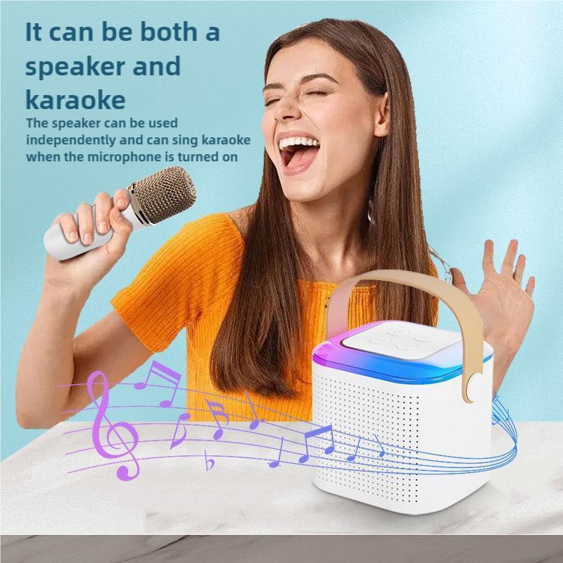 Portable Handheld Karaoke Microphone Speaker Machine, USB Rechargeable karaoke machine with Microphone Set, Suitable for Family Parties, Birthdays