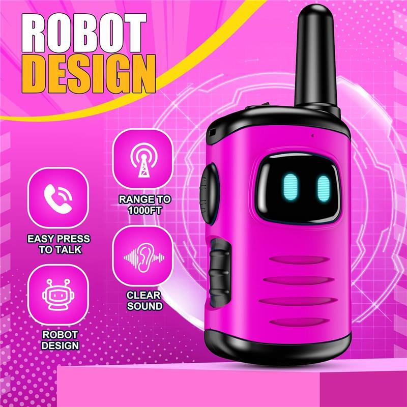 Christmas Walkie Talkies Toys for Kids 3-6 Mini Pink Girls Robots Walkies Talkie for 3-5 Year Old Girl Christmas Birthday Gifts Stocking Stuffers for Kids Age 4-6 Outdoor Games, Camping