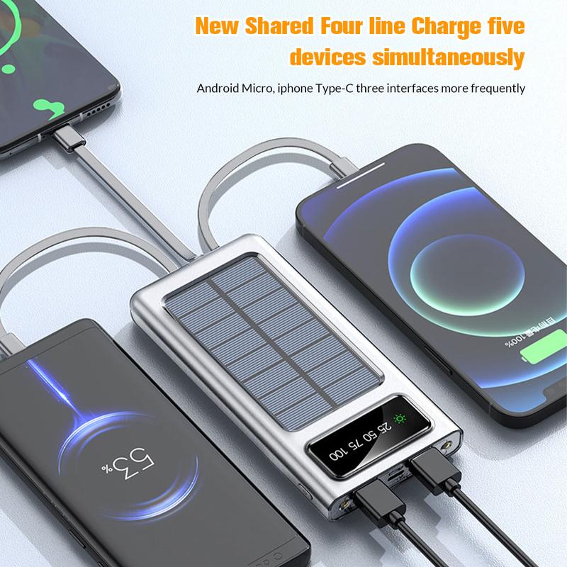 Portable Charger 20000mAh Power Bank Portable Battery with 4 Built in Cables, 22.5W Fast Charging Battery Pack Compatible with iPhone 15 14 13 Samsung Android Cell Phone etc