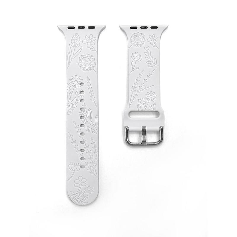 Flower Pattern Silicone Watch Band, 1 Count Fashion Watch Band for Women Girls, Wearable Accessories Compatible with Apple Watch Series 9 8 7 Se 6 5 4 Ultra2