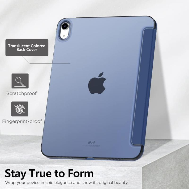 Case for iPad 10th Generation 10.9 inch , Slim Stand Protective Cover with Hard PC Translucent Back Shell Cover for iPad 10th Gen , Support Touch ID, Auto Wake Sleep, Navy Blue Accessories Computer