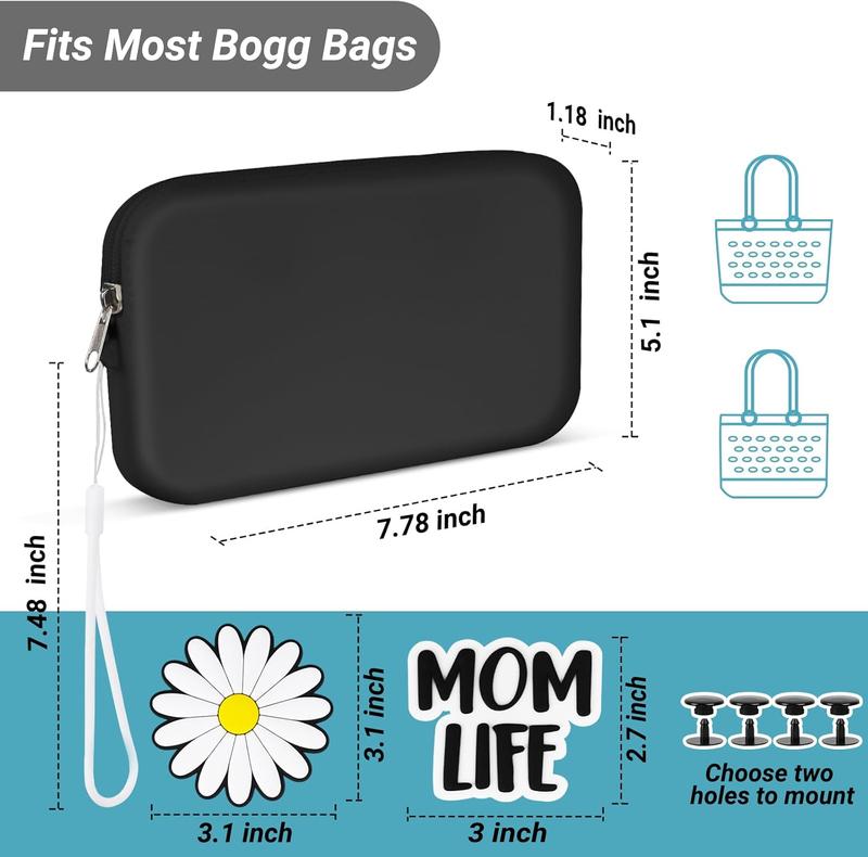 Bogg Bag Phone Holder| Momlife Charms,Soft Silicone Insert Accessories and Attachment Compatible with All Bogg Bags, Black