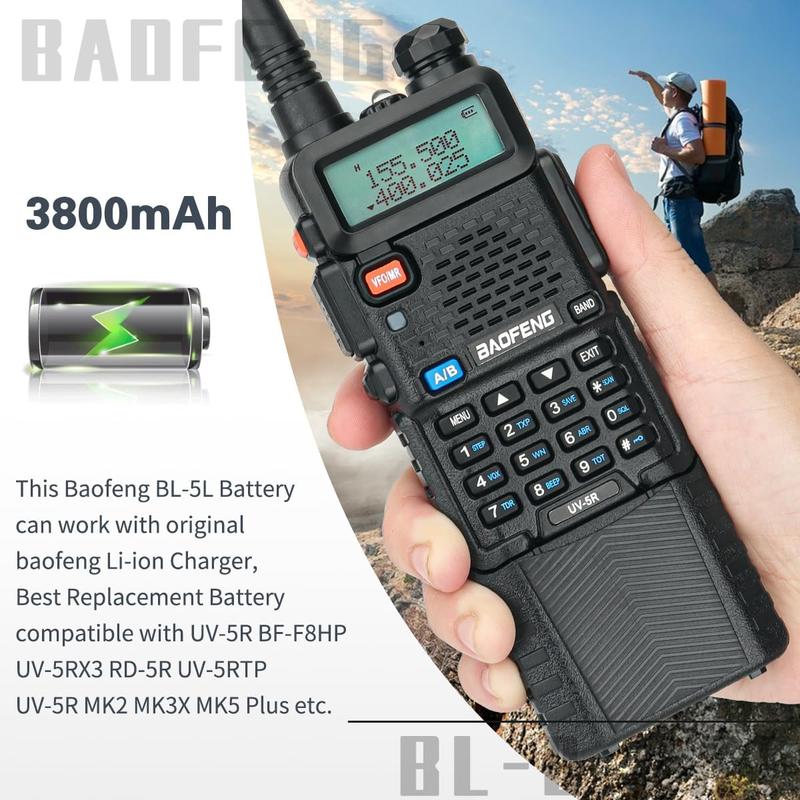 UV-5R Battery 3800mAh USB-Charging Extended Battery UV5R BF-8HP UV-5R Series Radios High Capacity Battery with Type-Charging (2)