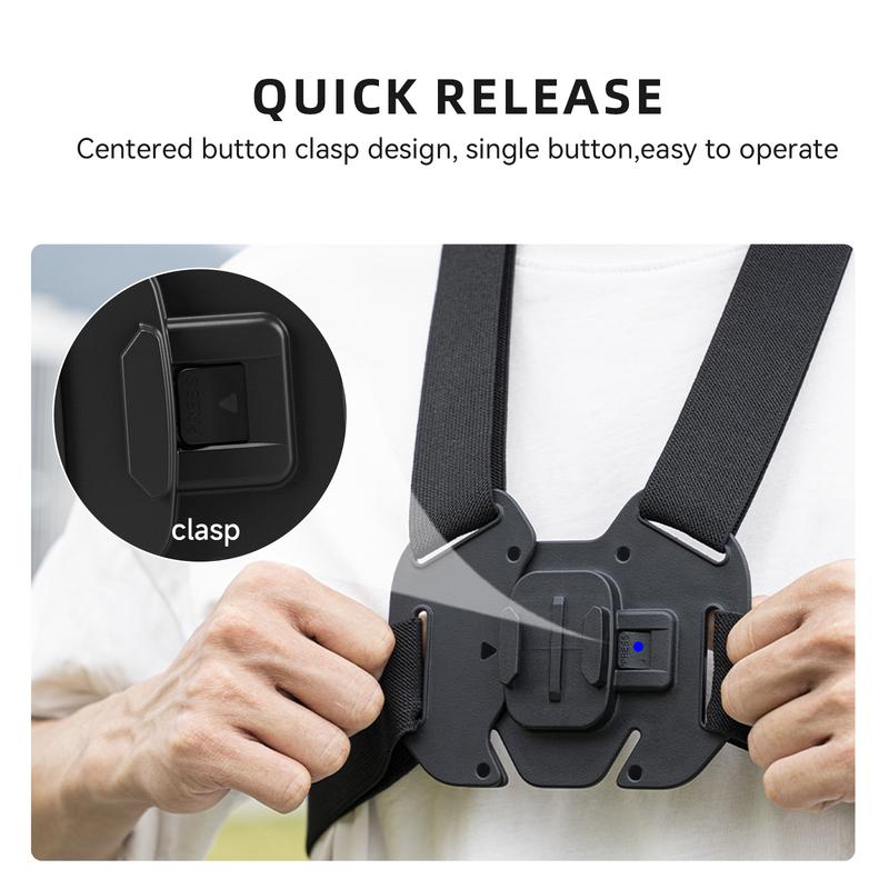 Adjustable Chest Mount Harness for DJI OSMO Action 5 Pro & GoPro Camera (Compatible with Hero 13 12 11 10 9 Series & Action 4 3) - Black Accessories