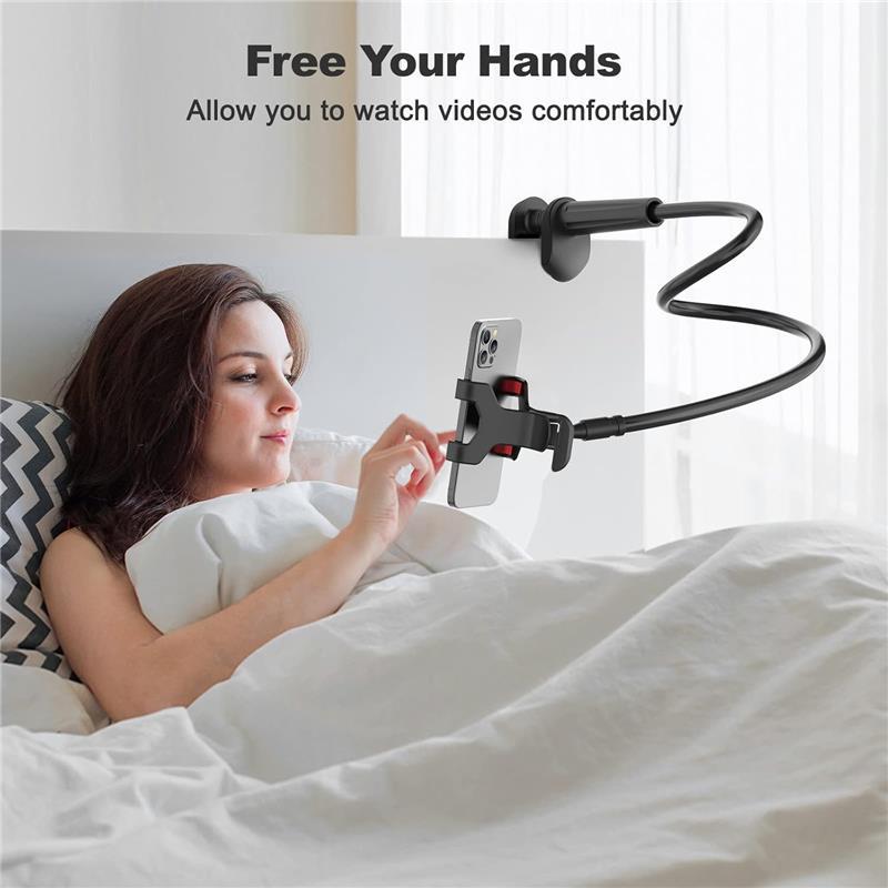 Gooseneck Cell Phone Holder, Universal 360 Flexible Phone Stand Lazy Bracket Mount Long Arms Clamp for Phone 13 Pro Xs Max XR X 8 7 6 6s Plus and Other 3.5~6.7'' Device (Black)…