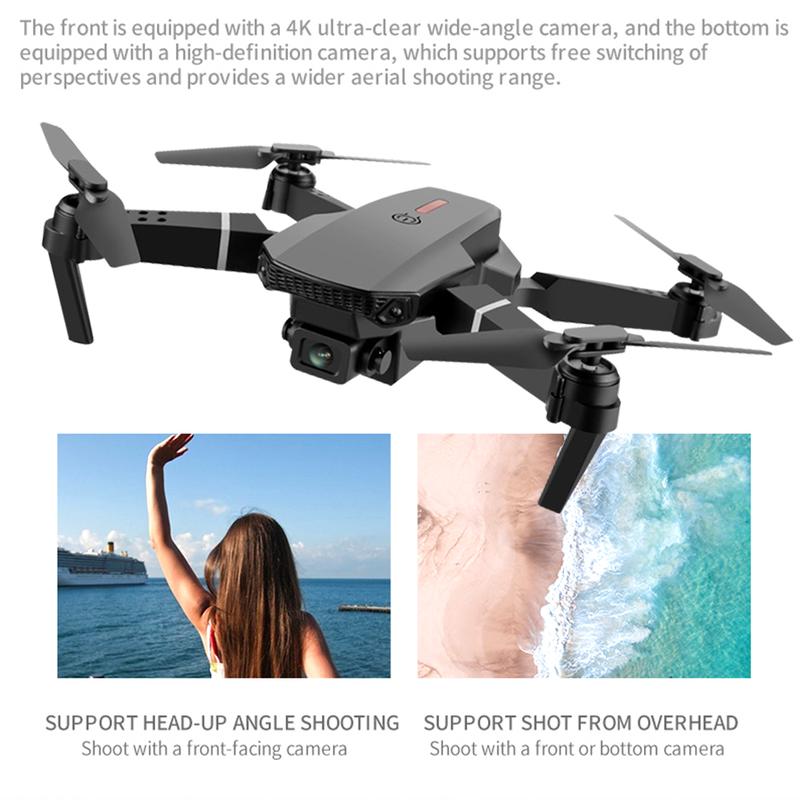 Drone with 1080 Dual Camera for Kids Foldable Mini Drone for Kids Boys Beginners 4 Batteries Toys Drone Gestures Selfie One Key Start 360° Flips Toy Gifts for Boys Black E88